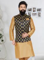 Banarasi Dhupion Black Wedding Wear Banarasi Work Modi Jacket Kurta Pajama